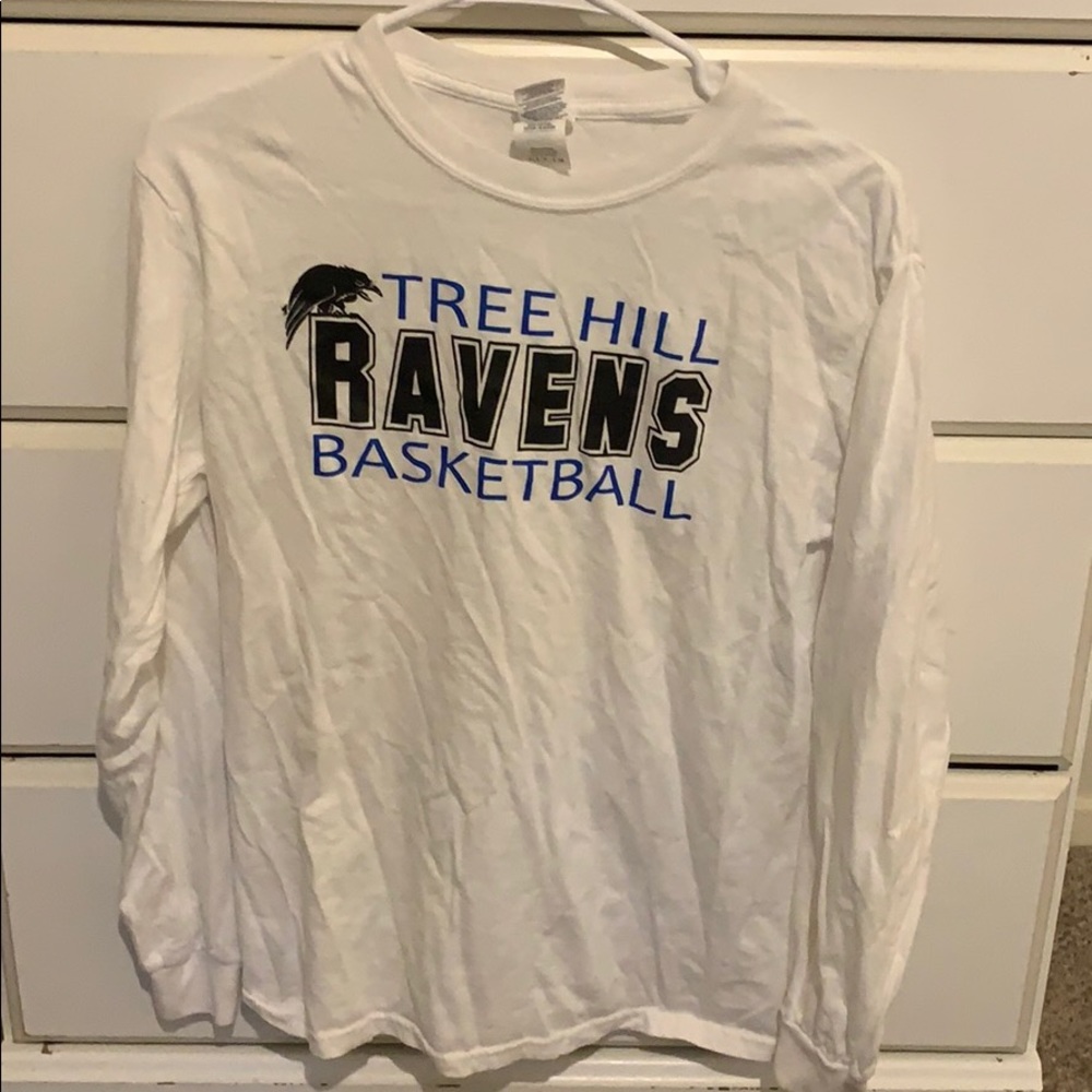 long-sleeve white Tree Hill Ravens tee